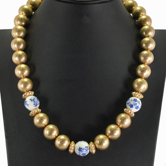 Floral Ceramic with Ball Beaded Necklace