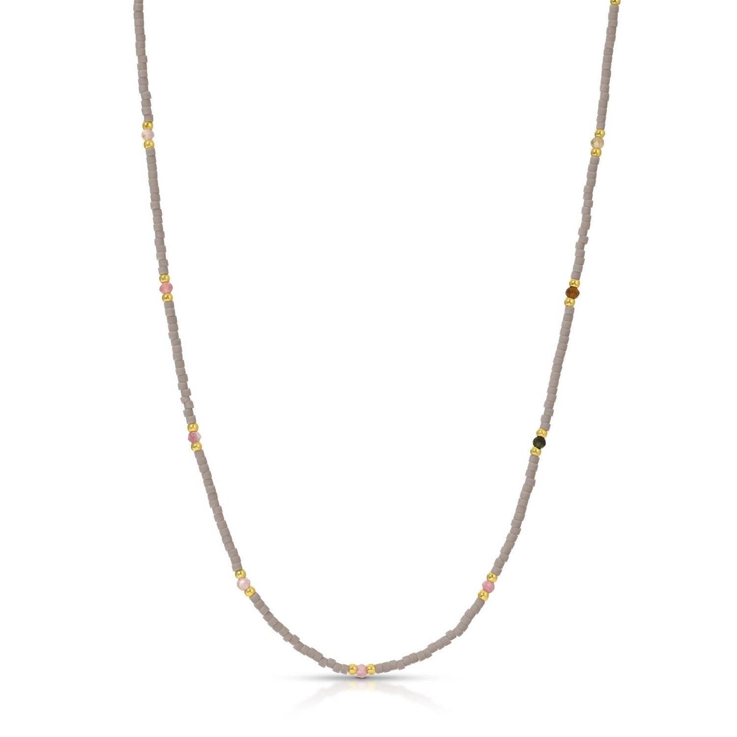 Miyuki Delica and 2mm Stone Necklace