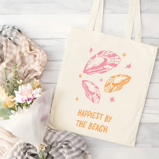 Happiest by the Beach Canvas Tote