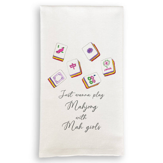 Mahjong with Mah Girls Tea Towel