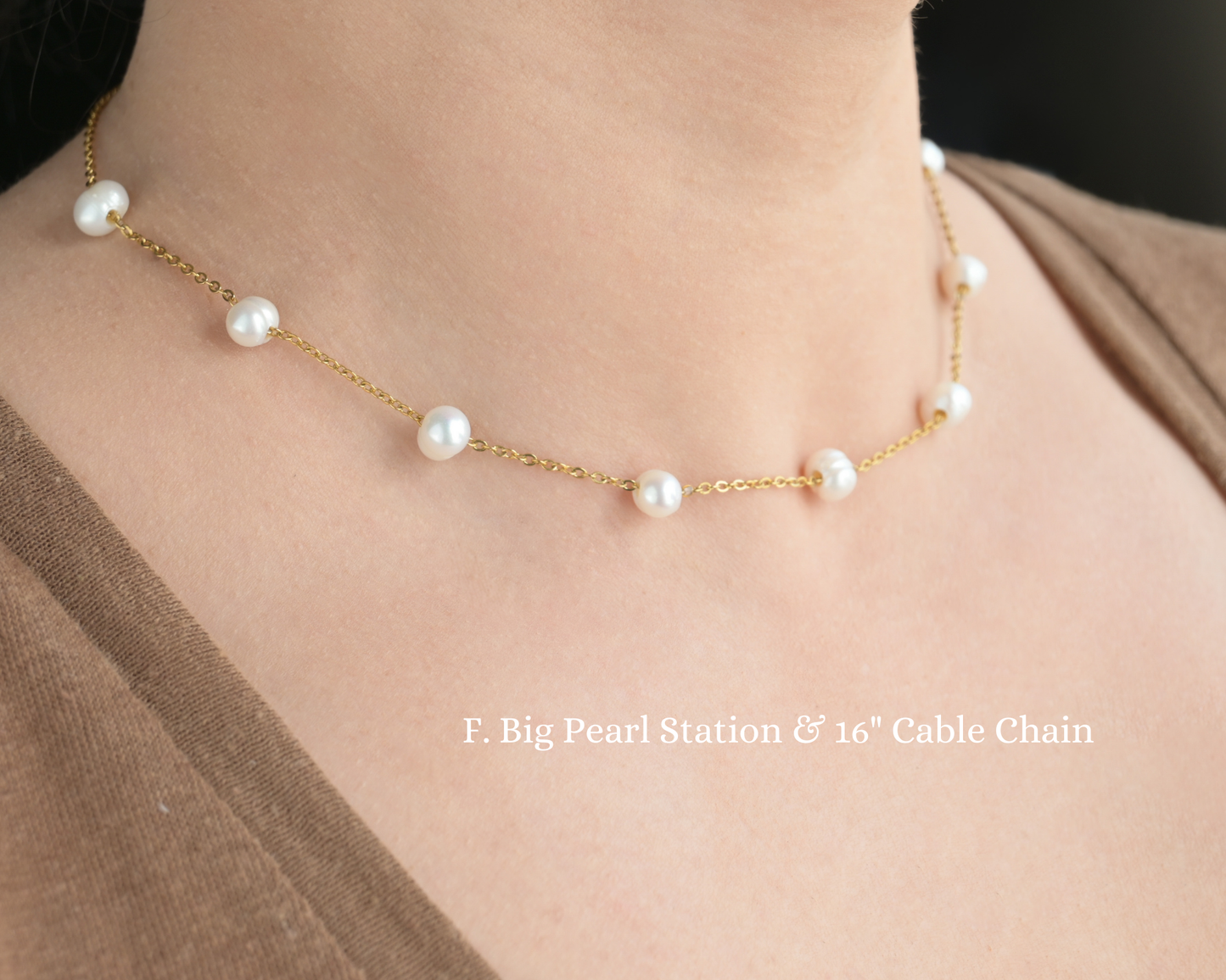 Gold Pearl Chain Necklaces - Waterproof Assorted Peal Chains