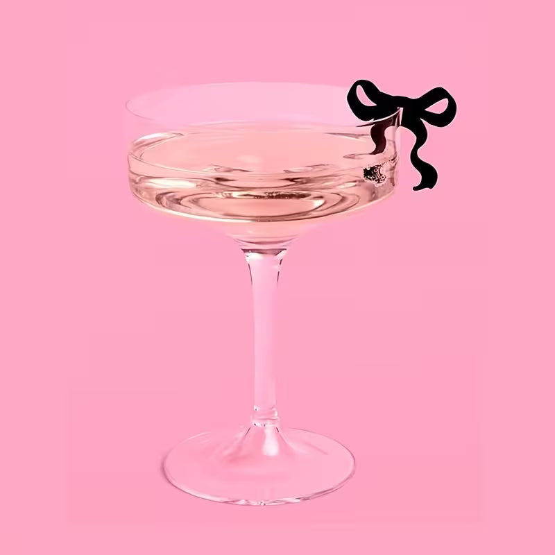 Set of 4 Black Bow Acrylic Drink Markers