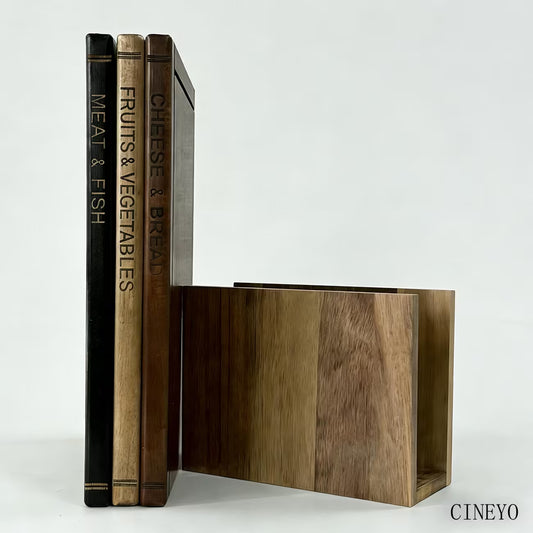 Three Piece Book Style Cutting Boards with Rack