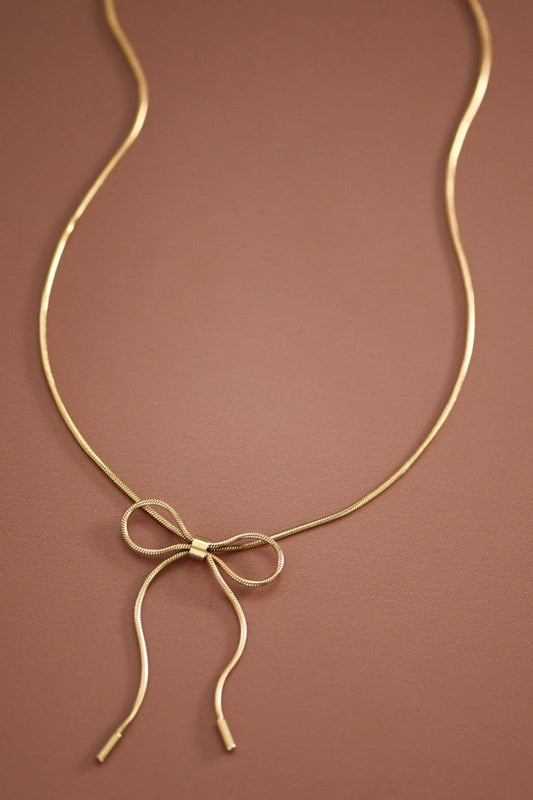 18k Gold Plated Waterproof Stainless Steel Bow Necklace