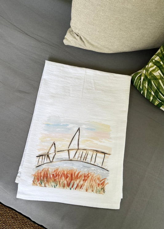 Charleston Tea Towel- Ravenel Bridge handmade coastal kitchen gift
