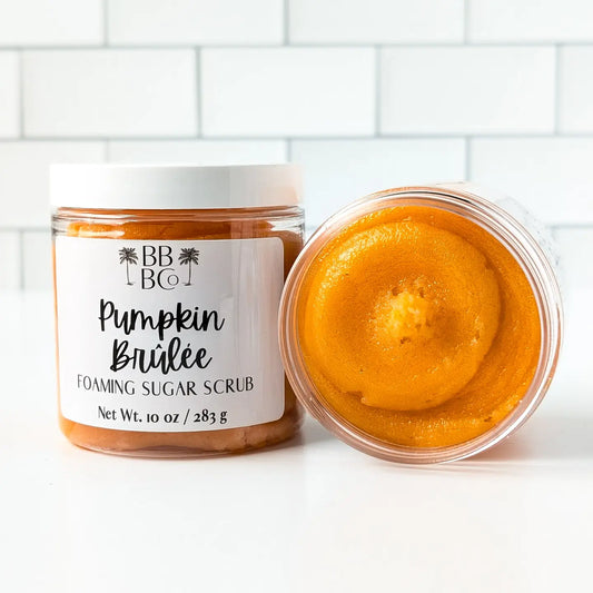 Pumpkin Brulee foaming sugar scrub made organically 