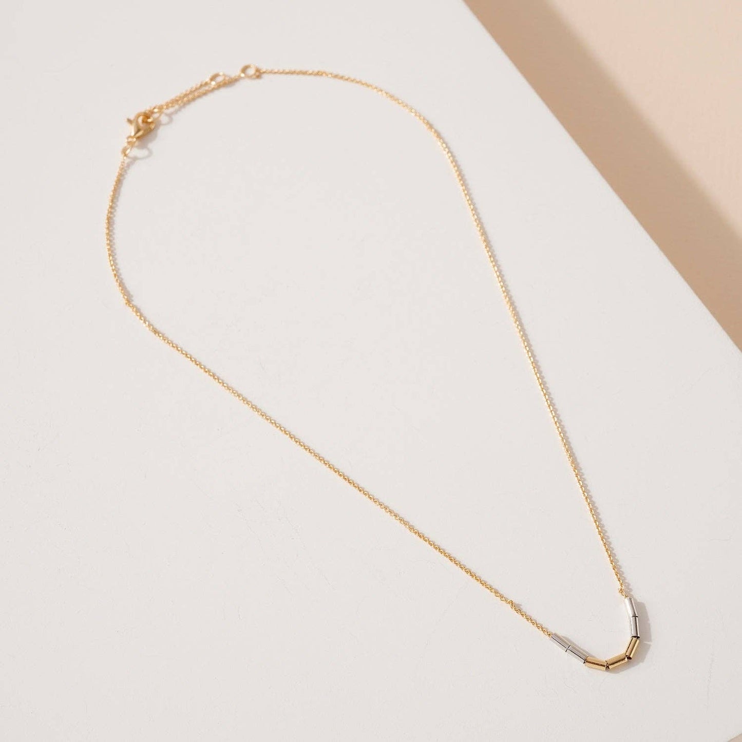 MOM Morse Code Necklace Beaded/Pearl Necklace Gold