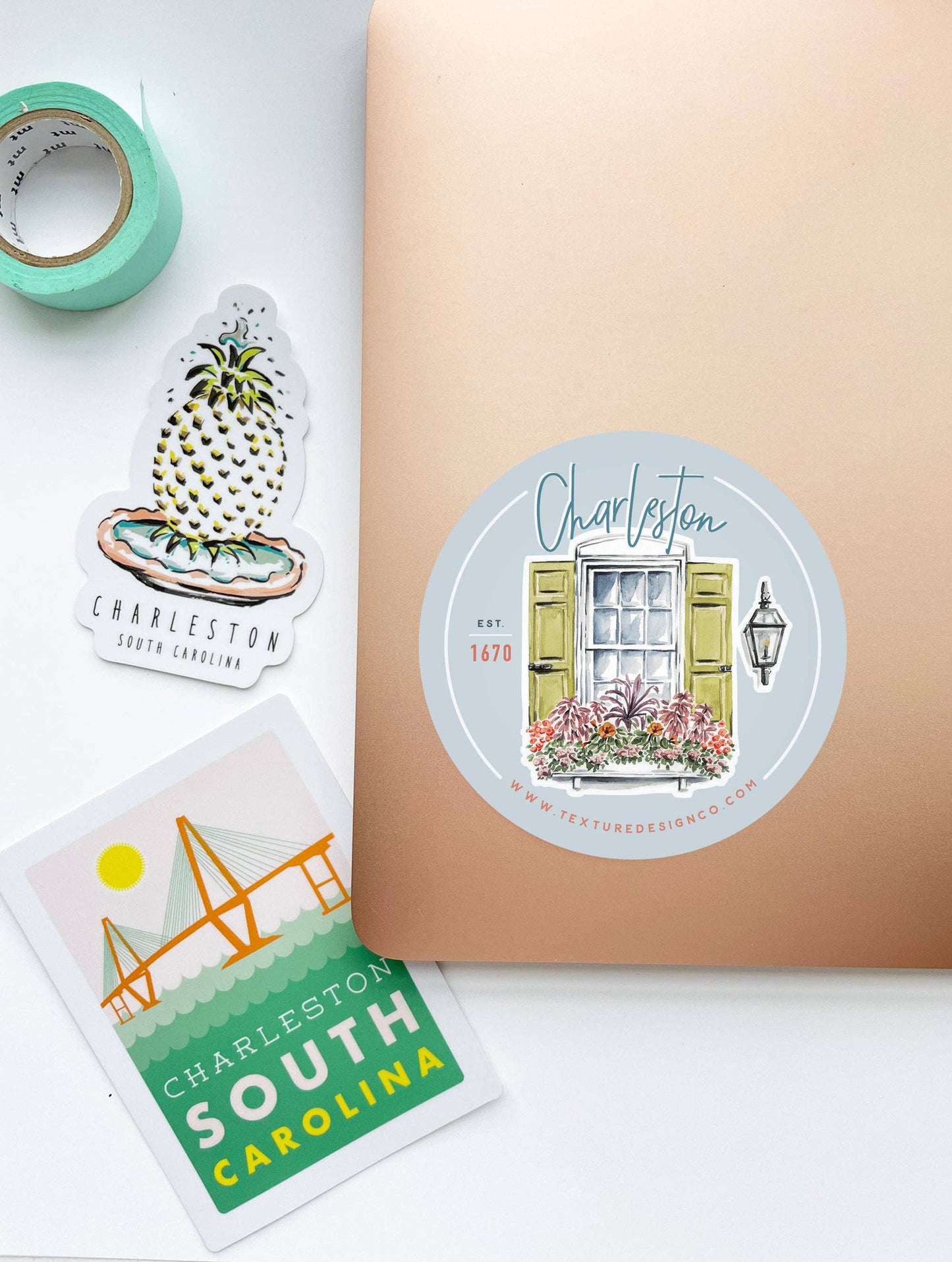 The Charleston Flower Box Sticker in Blue