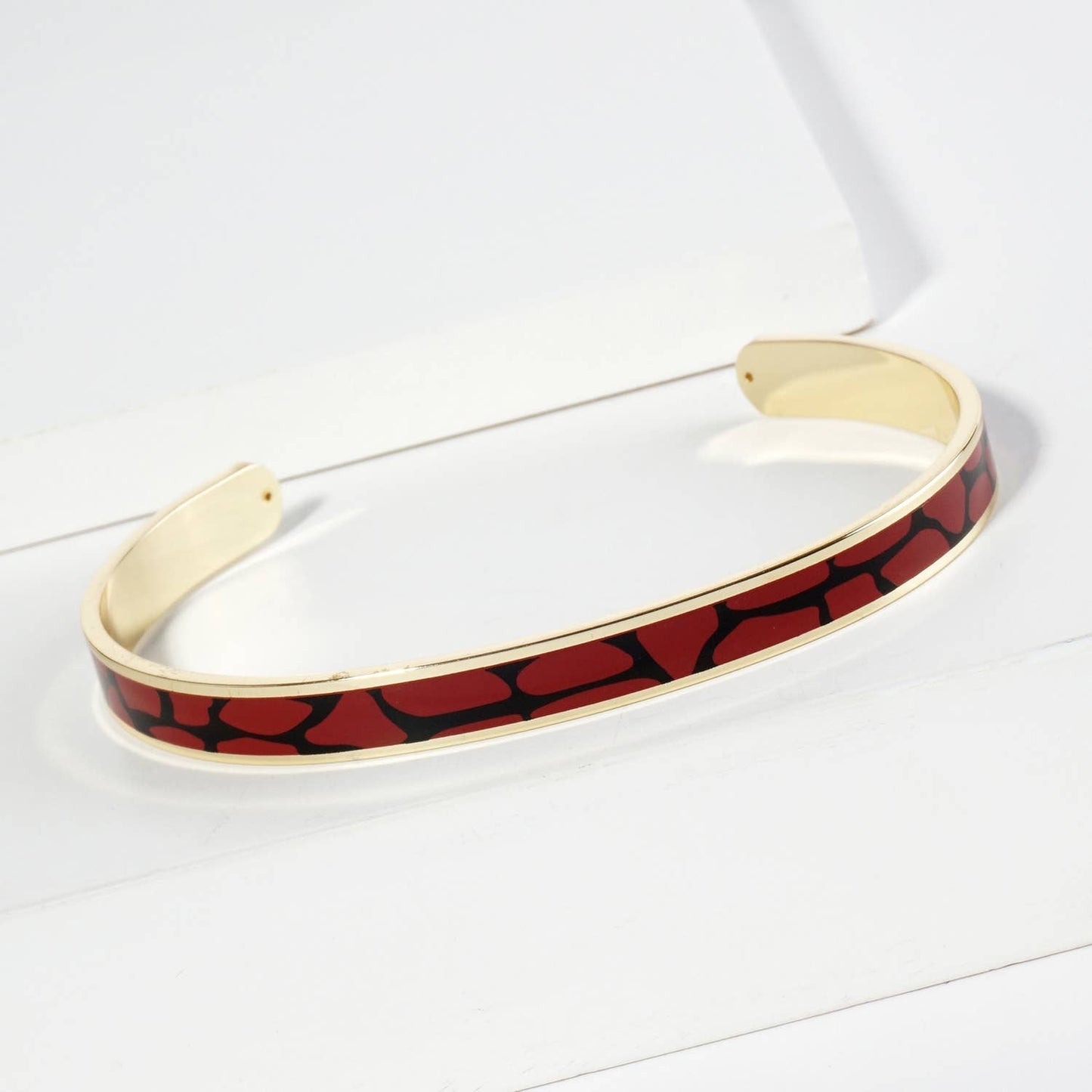 18k gold two-tone animal print game day enamel cuff bracelet