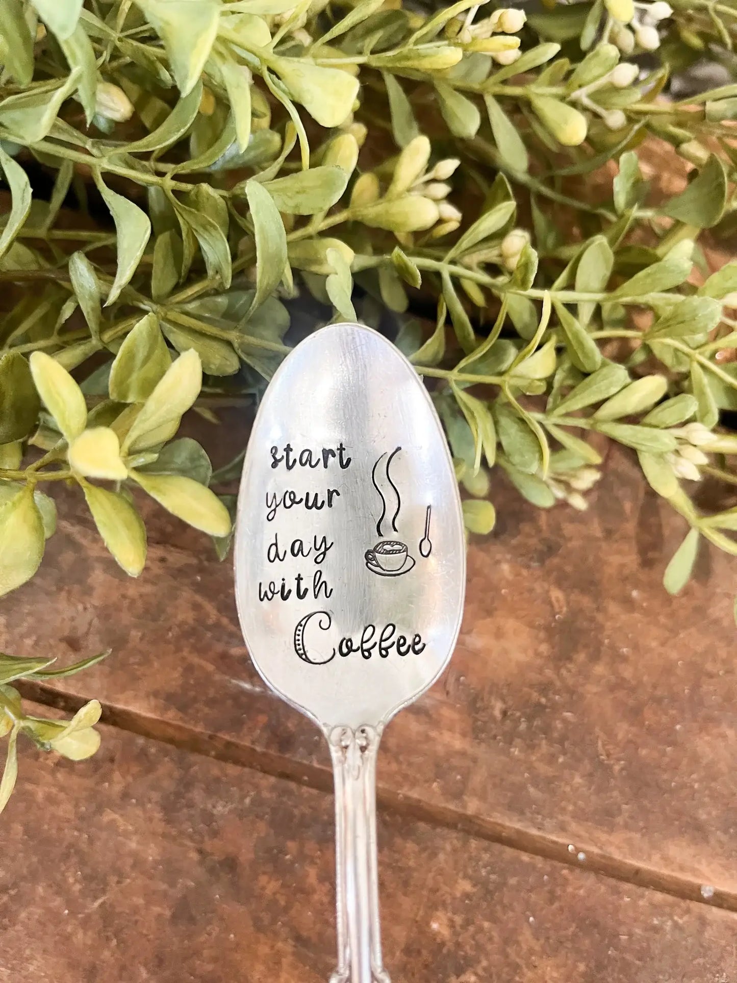 Start Your Day With Coffee Vintage Stamped Spoon