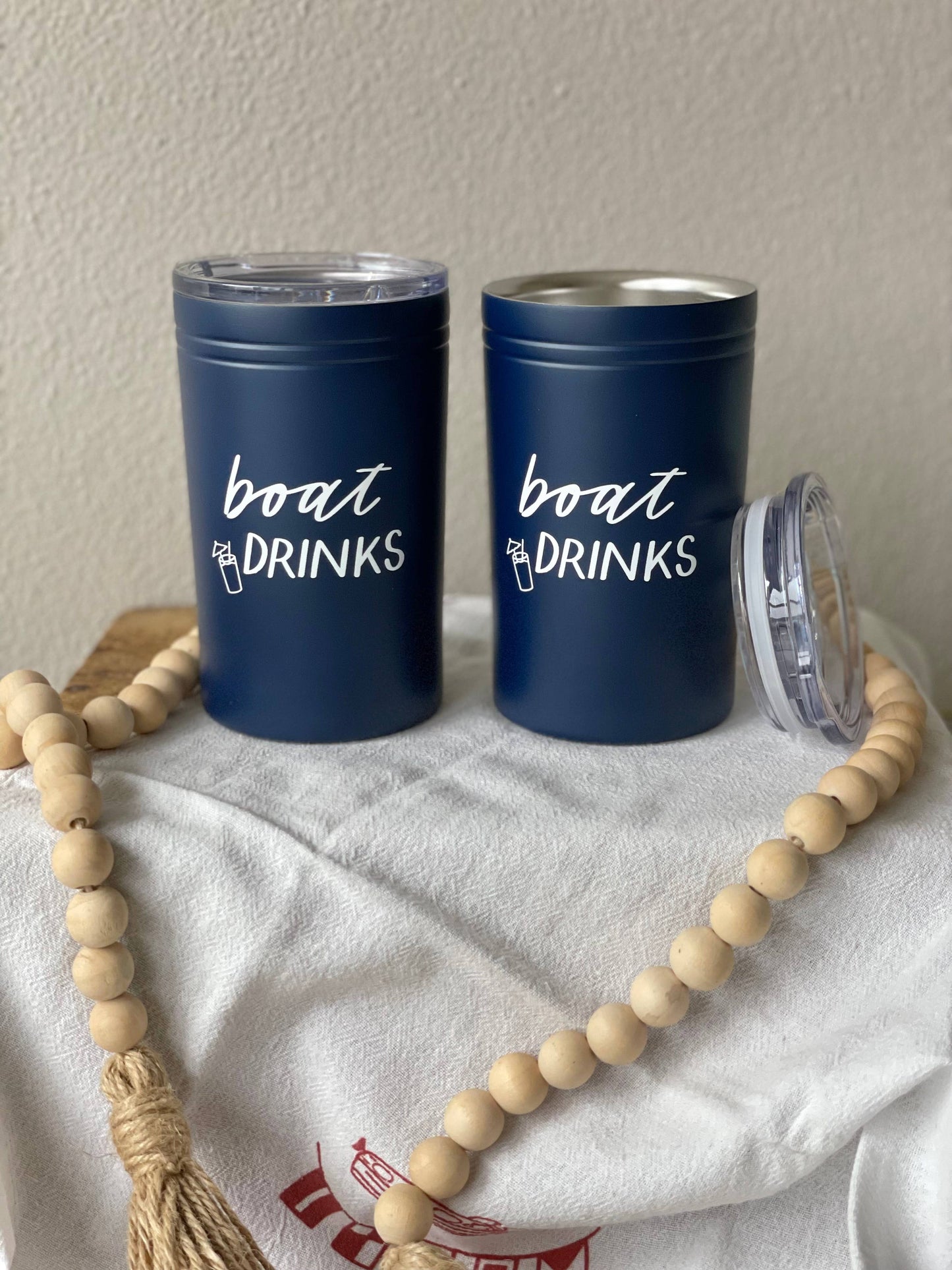 Boat Drinks Navy Tumbler and Insulated Koozie