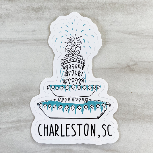 Pineapple Fountain Charleston, SC Sticker
