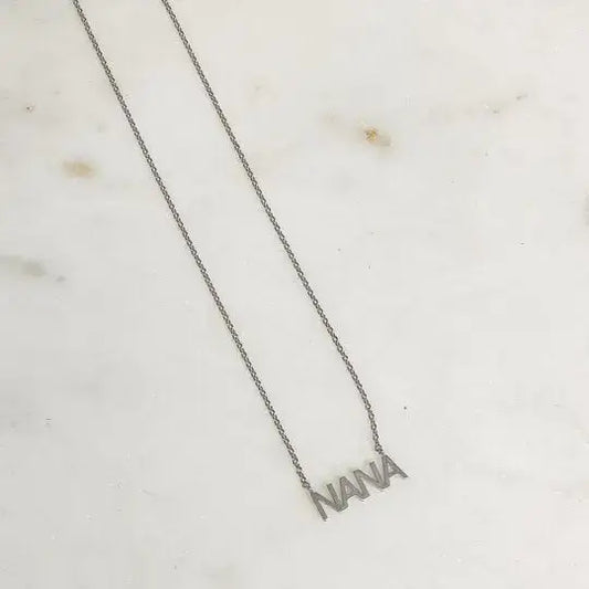 'NANA' White Gold Pendant Necklace