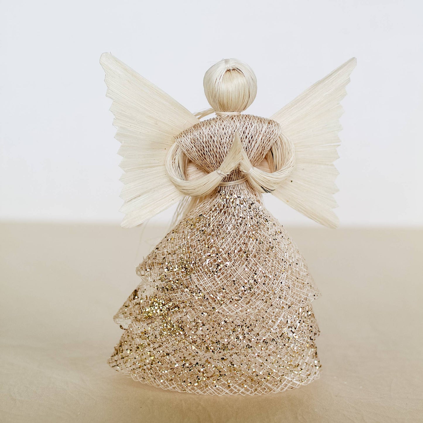 6" Glittered Simamay Angel w/Pleated Skirt  (Natural/White)