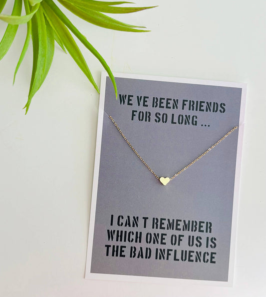 Hilarious Best Friend Pendant Necklace & Stationery Gift