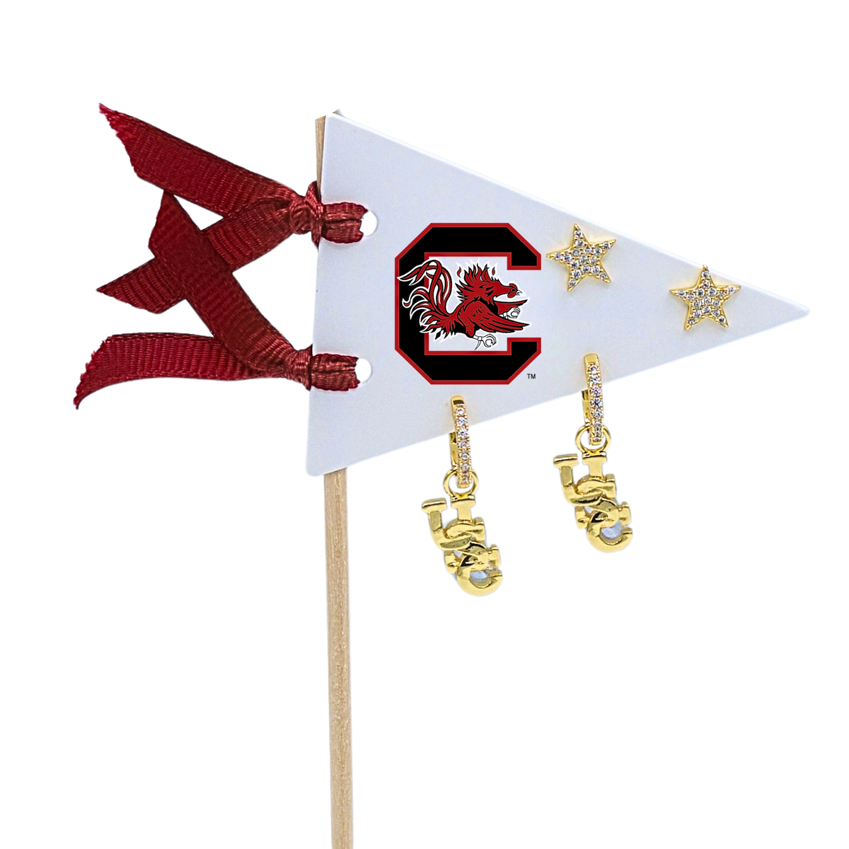 E203 - University of South Carolina Pennant Pair Earring Set