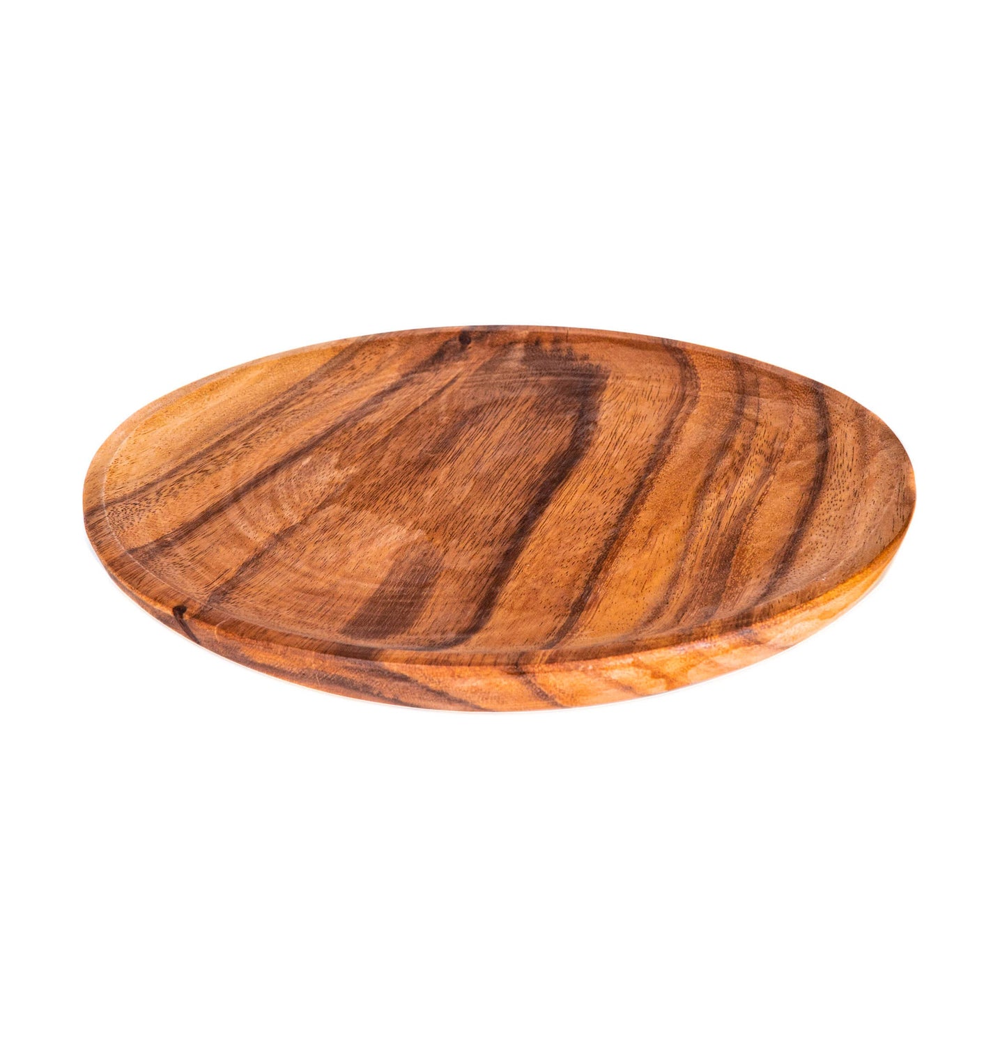 Round Classic Acacia Wood Dinner Plate