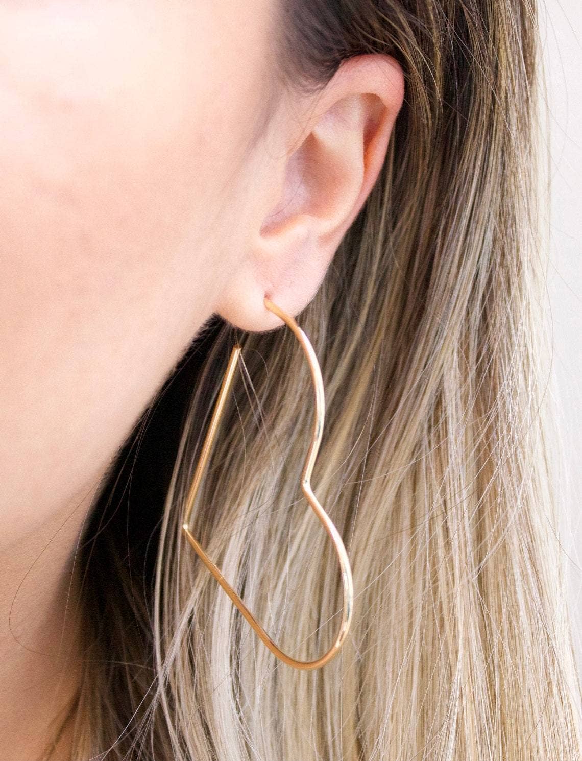 18K Gold Filled Outlined Heart Open Earrings ~ Water Resistant