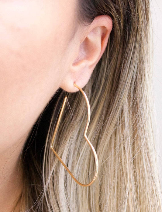 18K Gold Filled Outlined Heart Open Earrings ~ Water Resistant