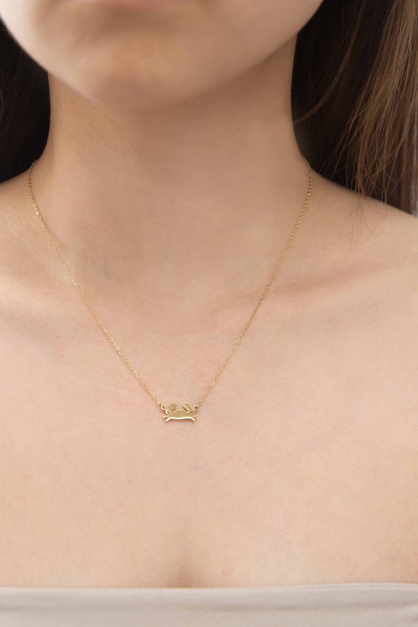 Crab Charm Necklace | Gold