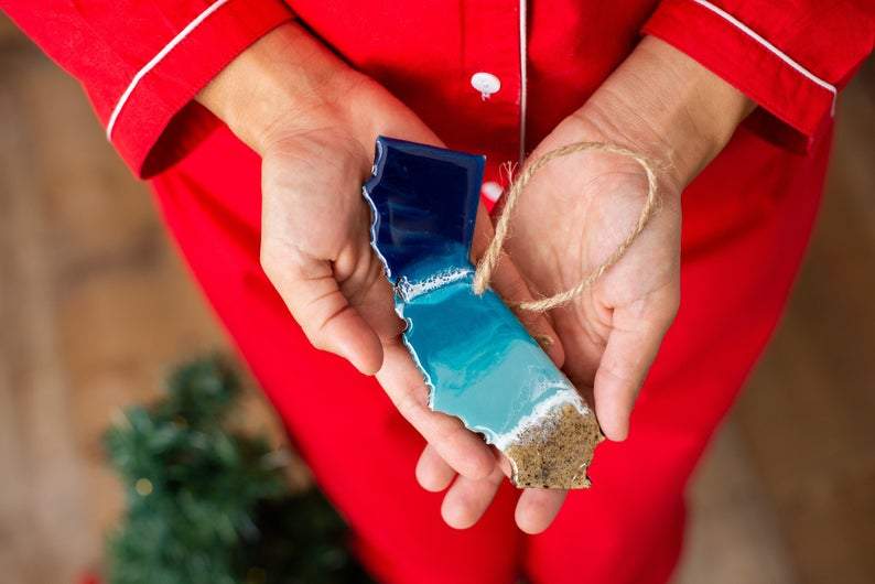 South Carolina State Christmas Ornament, Beach Resin Art