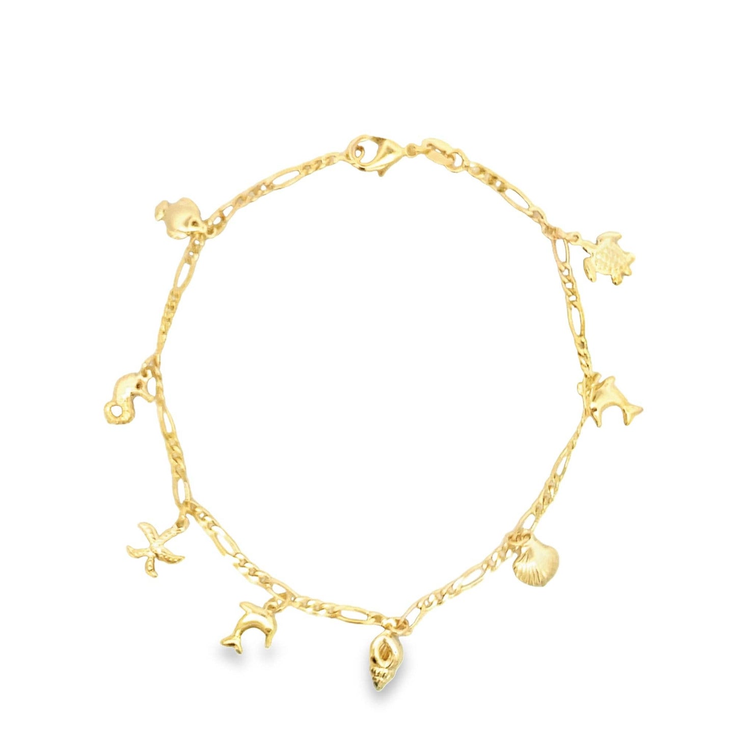 Beach Sea Shell, Star Fish, Sea Horse, Turtle Charm Anklet ~ Water Resistant