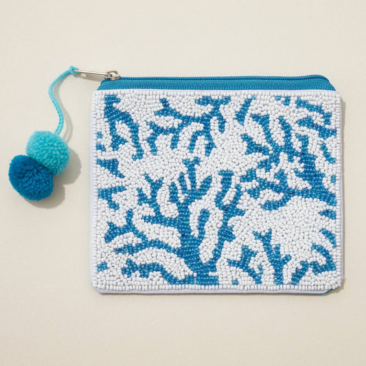 Sea Corals Seed Bead Canvas Pouch