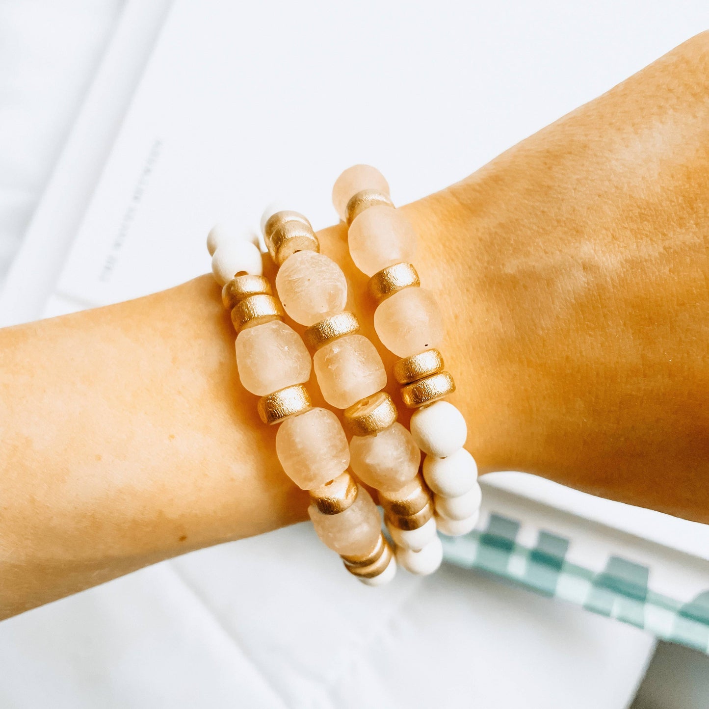 Pink Recycled Sea Glass Bracelet