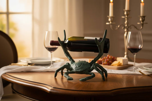 CAST IRON 6.75"X5"X6.5" CRAB WINE HOLDER