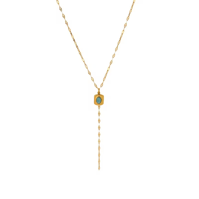 Stainless Cat's Eye Y-chain Necklace