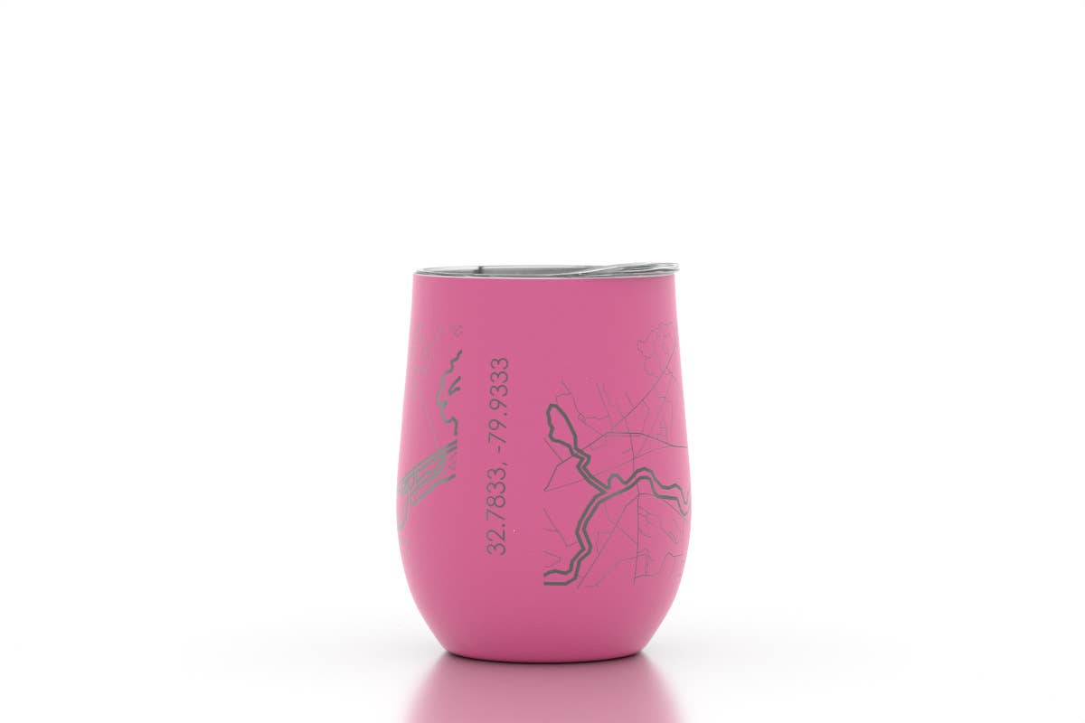 Charleston SC Map 12 oz Insulated Wine Tumbler