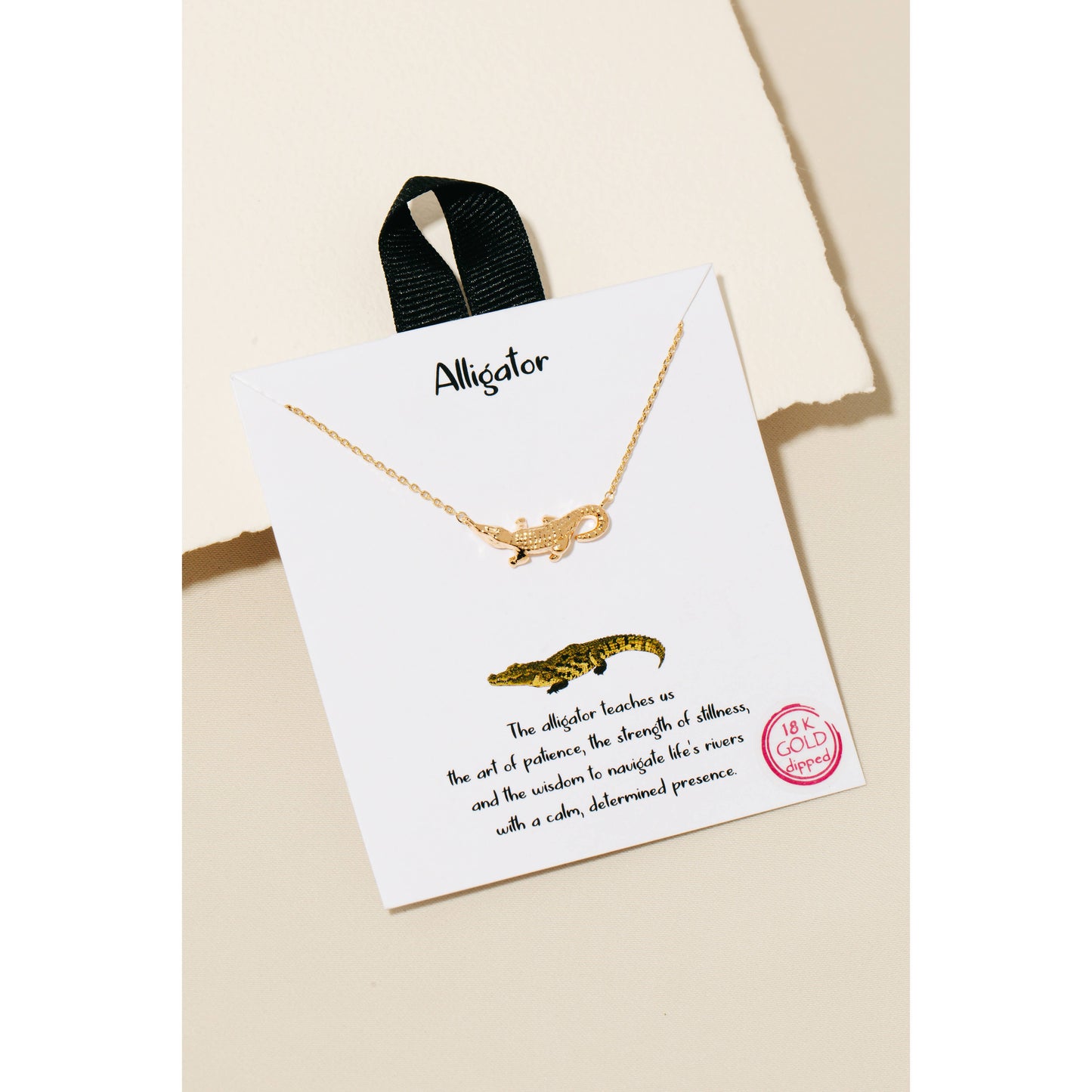 Gold Dipped Alligator Pendant Necklace