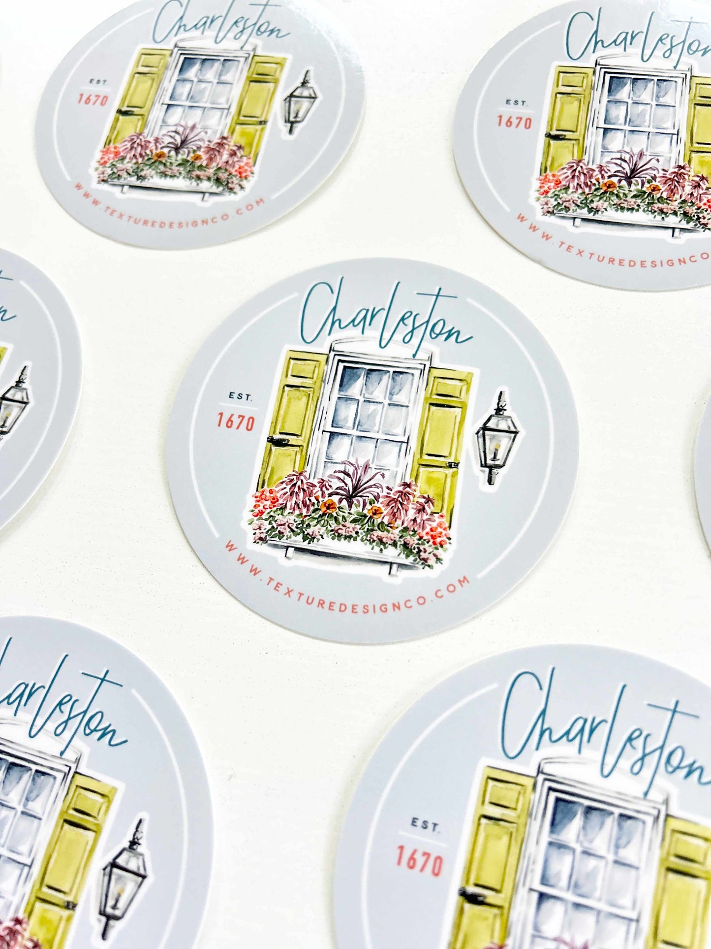 The Charleston Flower Box Sticker in Blue