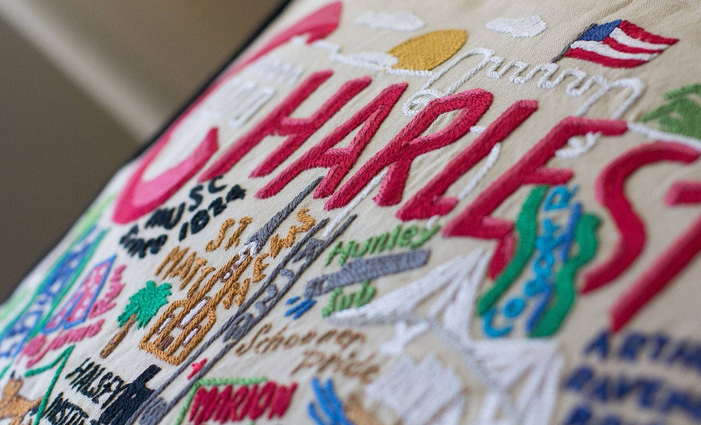 Charleston Hand-Embroidered Pillow