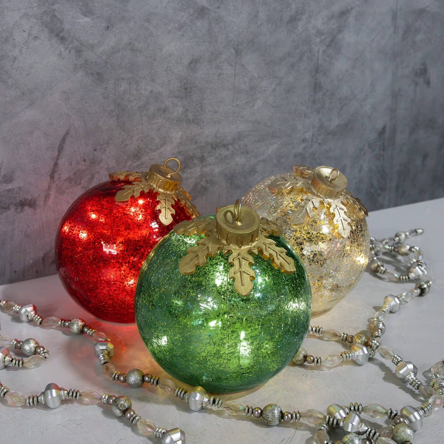 Battery Operated Glass Tabletop Christmas Ornaments