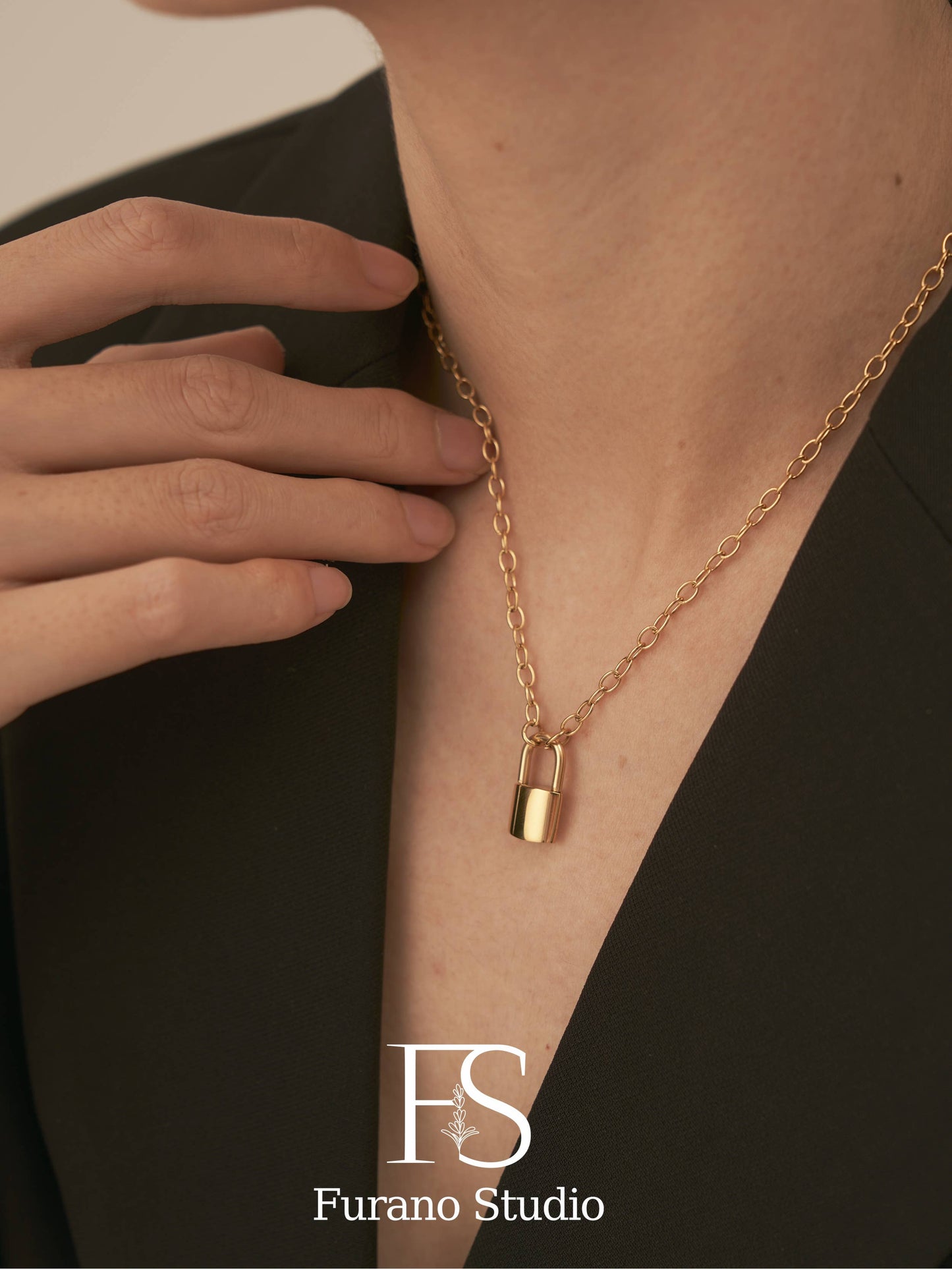 18K Gold Filled Lock Pendant necklace