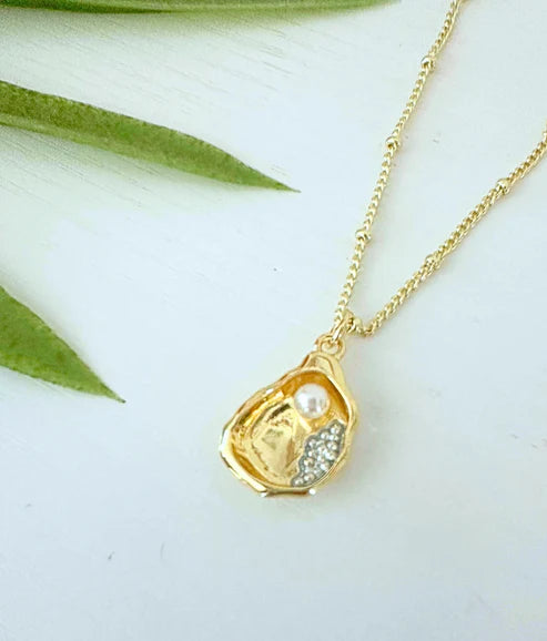 Message in a Bottle Necklace ~ Oyster & Pearl