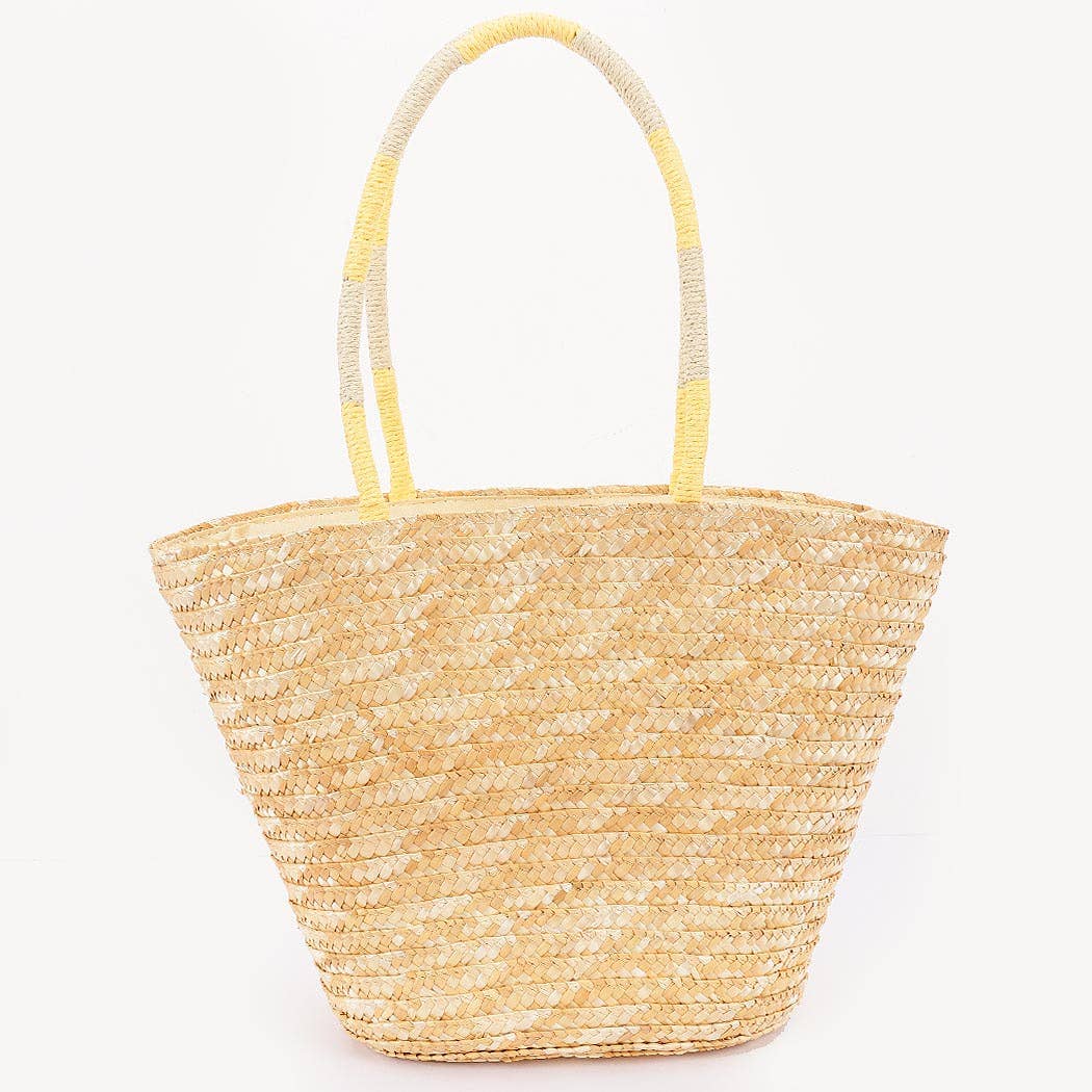 Faux Straw Lemon Tote BAg