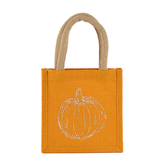Carswell Pumpkin Petite Gift Tote   Pumpkin/Metallic Gold   7x7x5