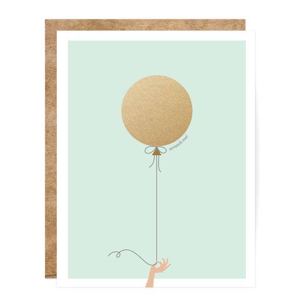 Scratch-off Card - Mint & Gold Balloon - Birthday/Everyday