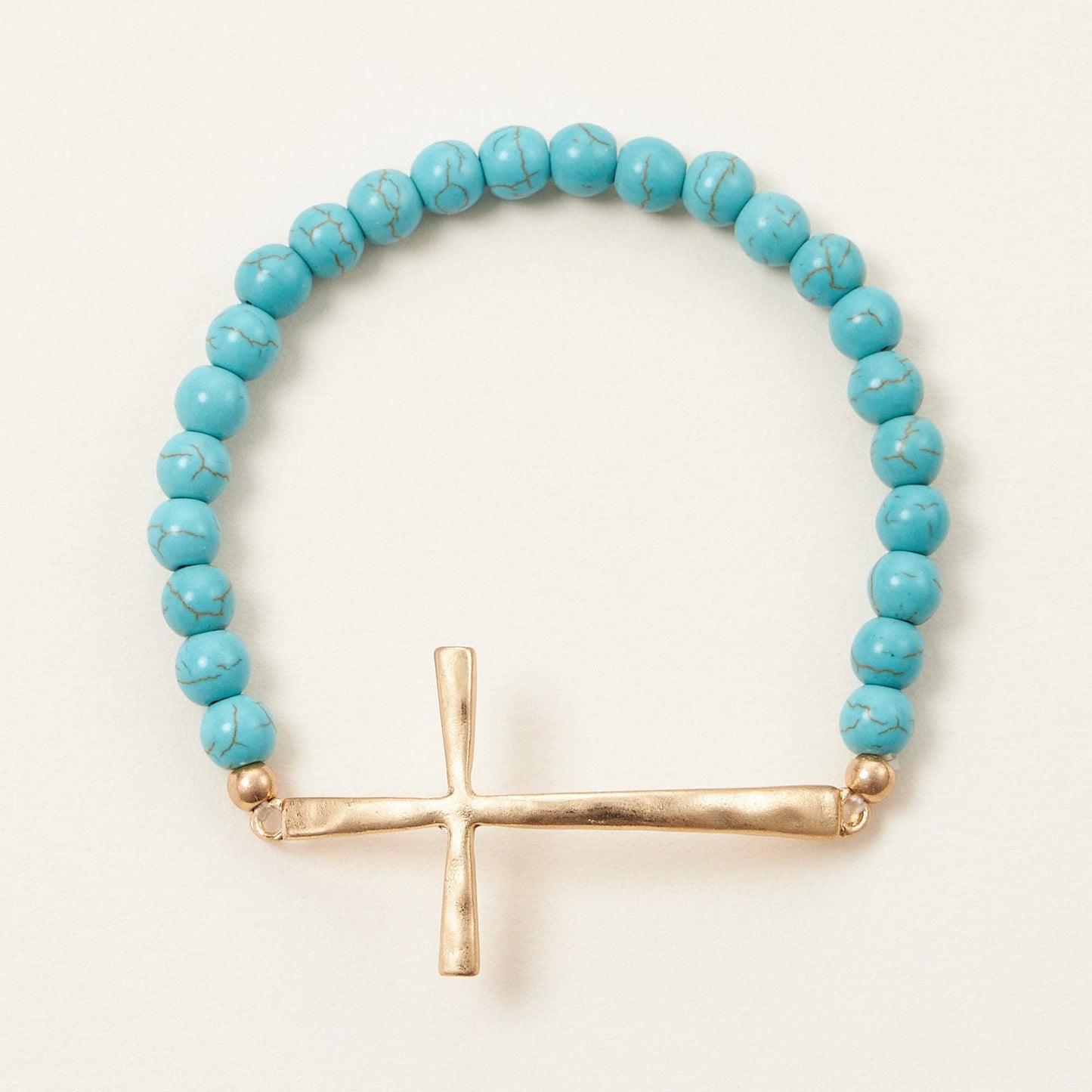 Natural Stone Cross Stretch Bracelet