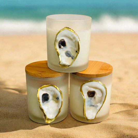 Salty Mariner | Frosted White Vessel Soy Candle with Oyster Shell