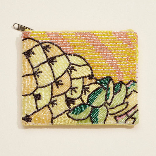 Beaded Pineapple Tropical Sunset Coin Pouch
