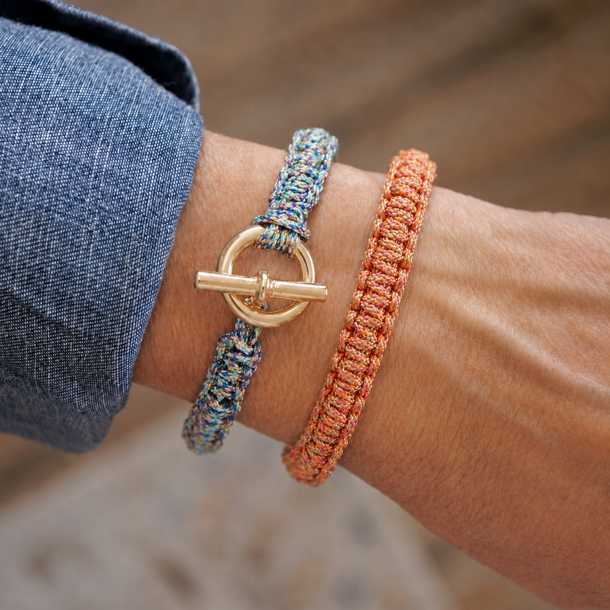 Statement Cord Bracelet – Braided Gold Toggle Bracelet