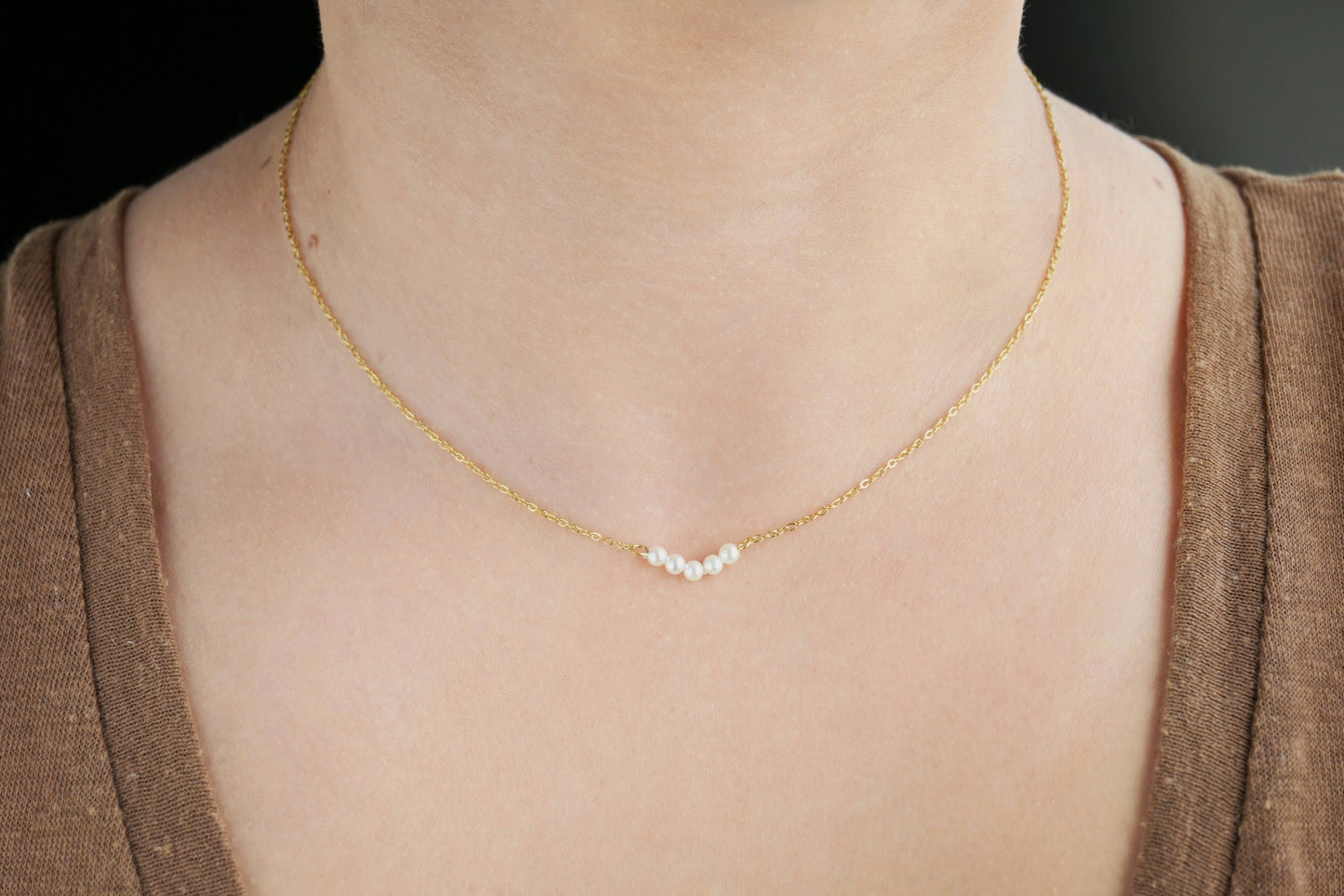 Gold Pearl Chain Necklaces - Waterproof Assorted Peal Chains