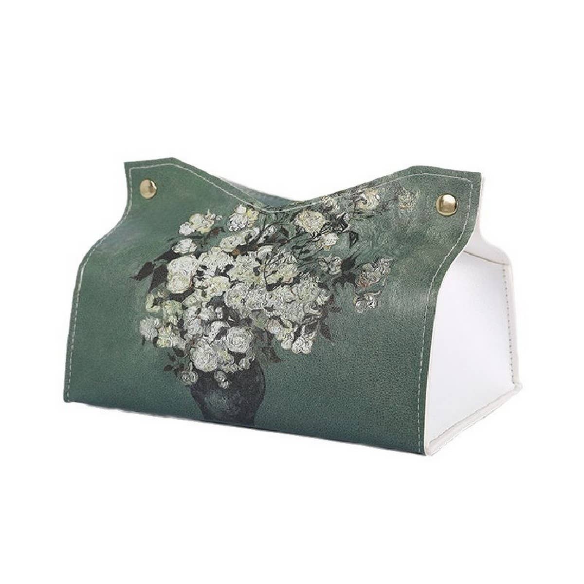 Green Leather Tissue Box Cover