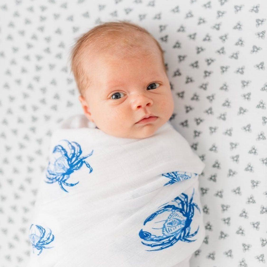 Blue Crab Baby Muslin Swaddle Blanket Breathable and Lightweight