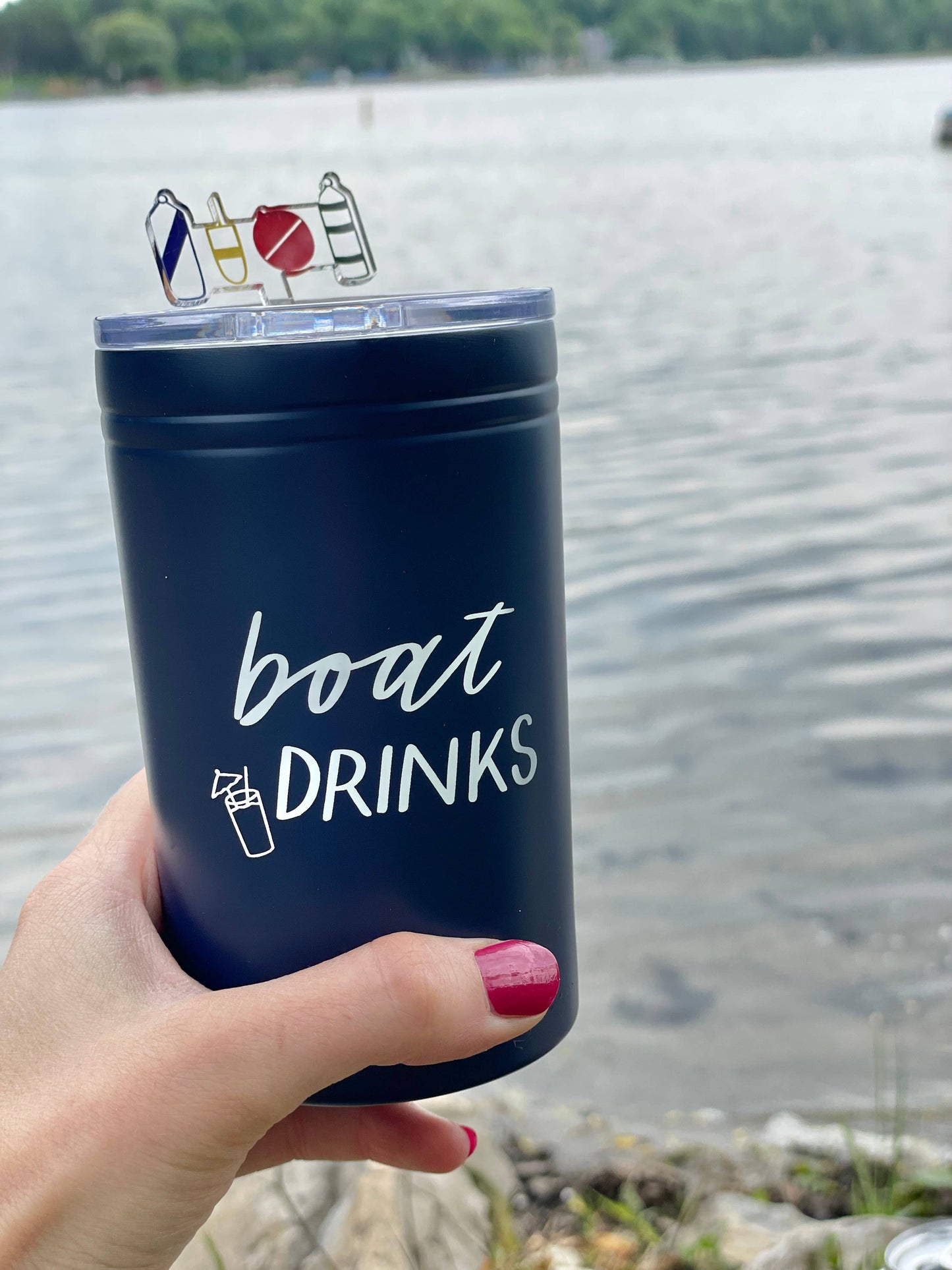 Boat Drinks Navy Tumbler and Insulated Koozie