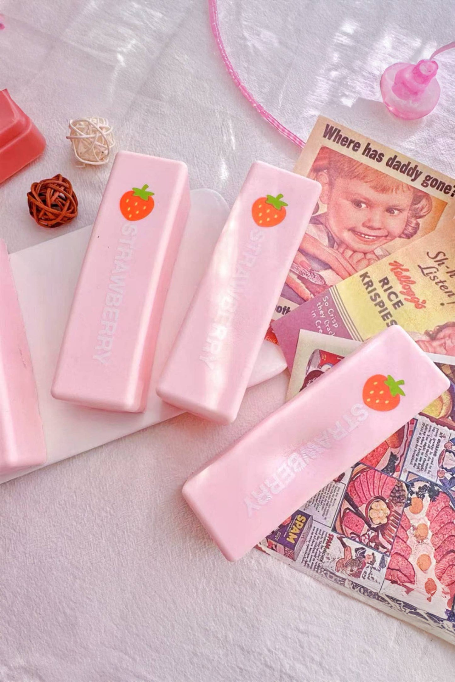 Strawberry Patterned Rectangular Stress Toy Gifts