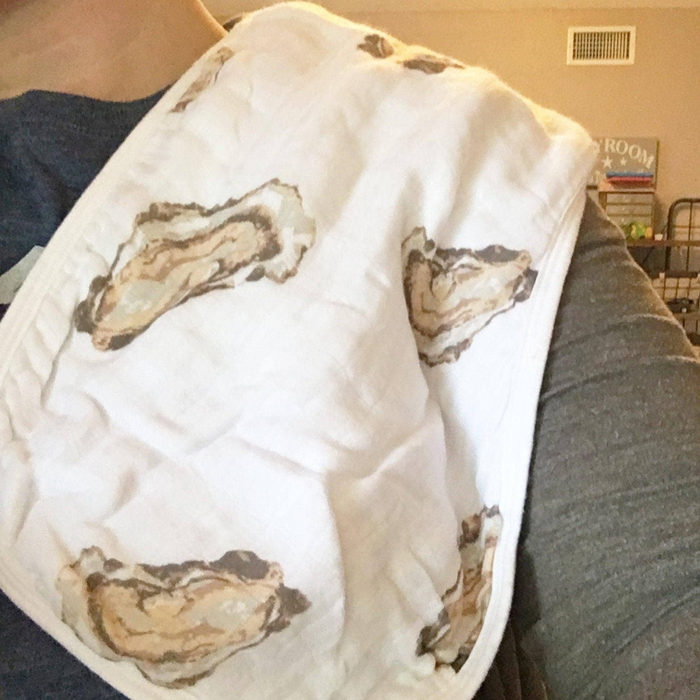 Aw Shucks! Oyster Baby Burp Cloth and Bib 2 in 1  Perfect Baby Shower Add On